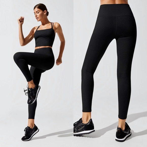 Carbon38 Pants - Carbon 38 Black Ribbed Leggings Size Small